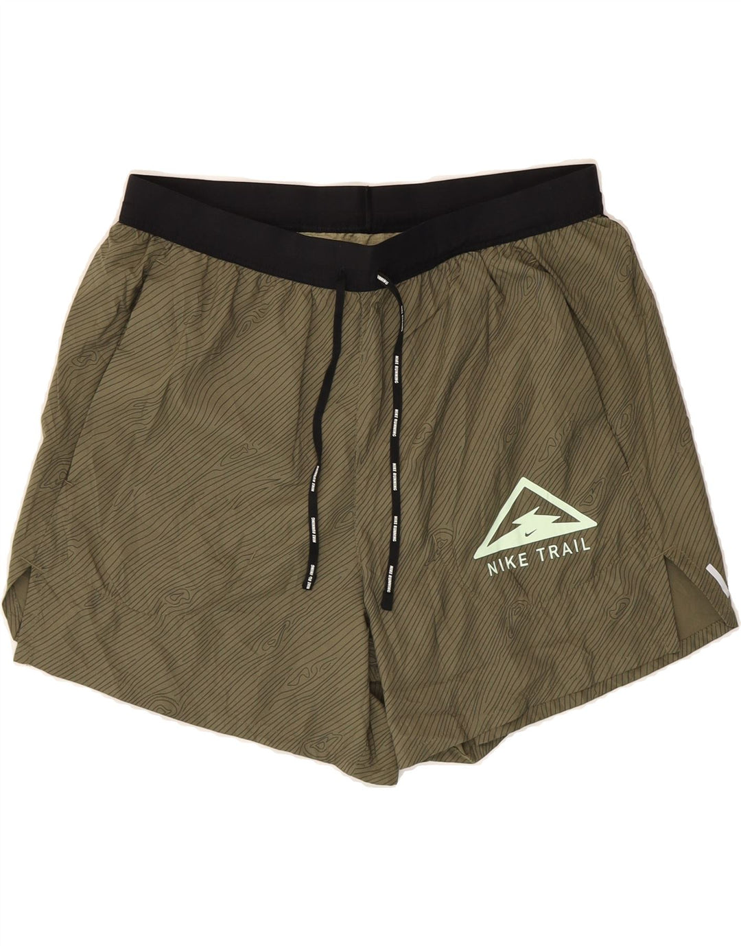 NIKE Womens Dri Fit Sport Shorts UK 12 Medium Khaki Striped Polyester Vintage Nike and Second-Hand Nike from Messina Hembry 