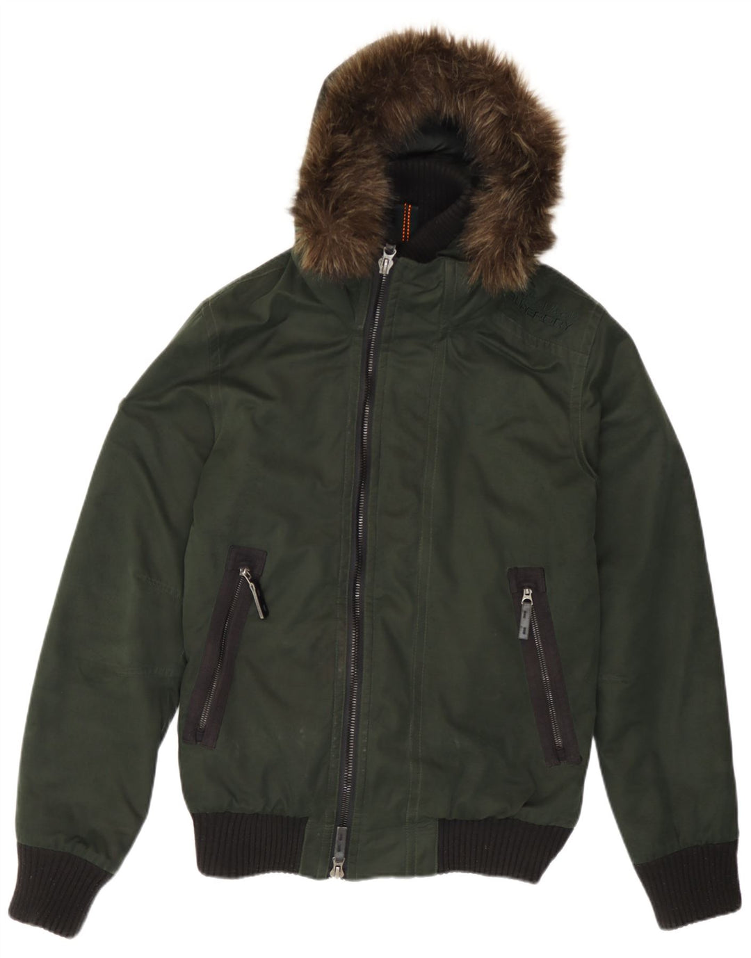 Giubbotto bomber con cappuccio da uomo Superdry UK 36 Small Verde Colourblock Poliestere