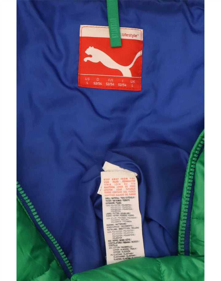 Giacca imbottita con cappuccio da uomo Puma UK 40 Large Verde Colourblock Poliestere