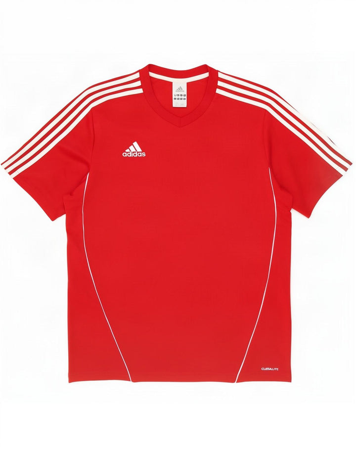 T-shirt Adidas Climalite da uomo Top in poliestere rosso medio