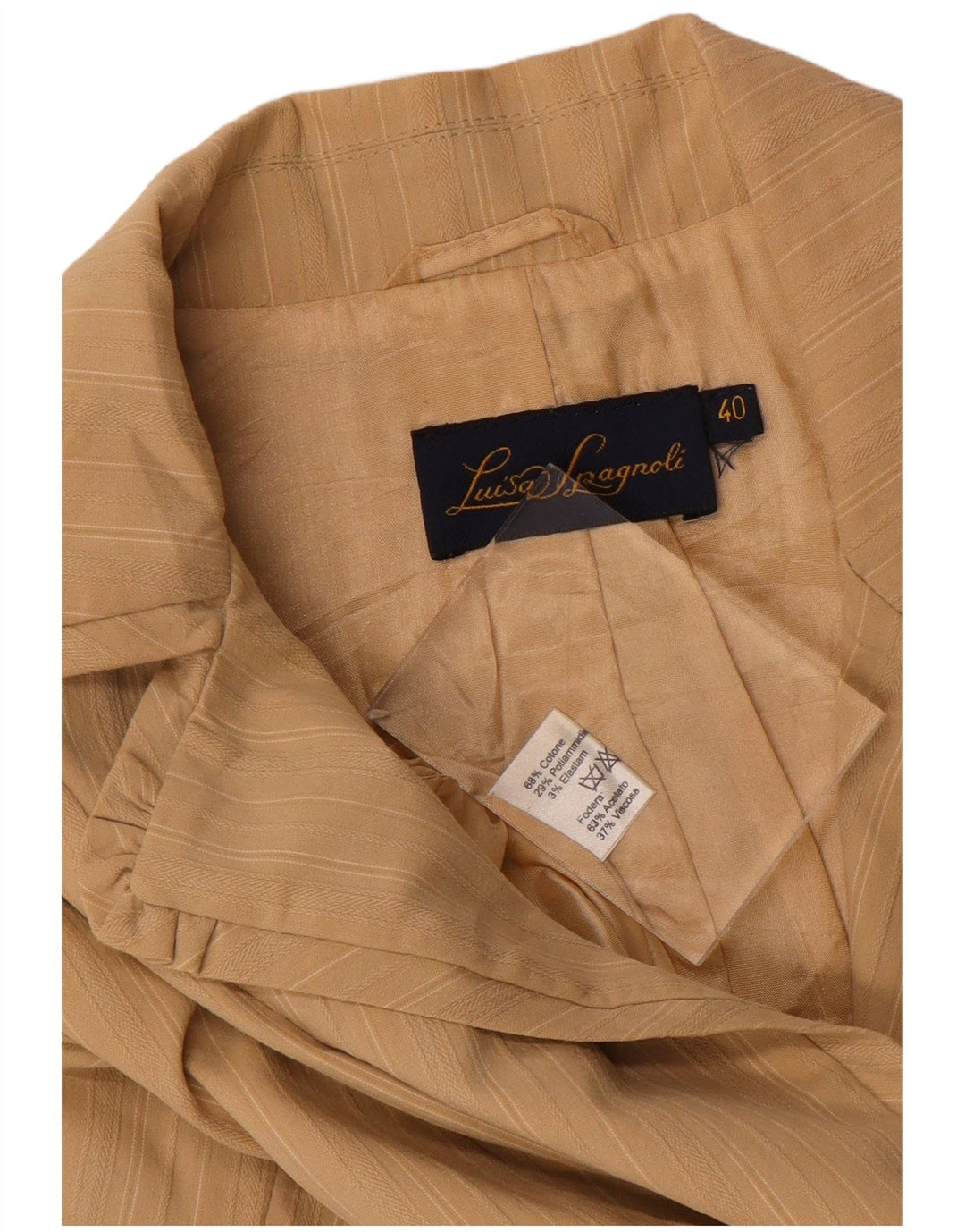 LUISA SPAGNOLI Giacca Blazer Aperta Donna IT 40 Piccolo Gessato Beige