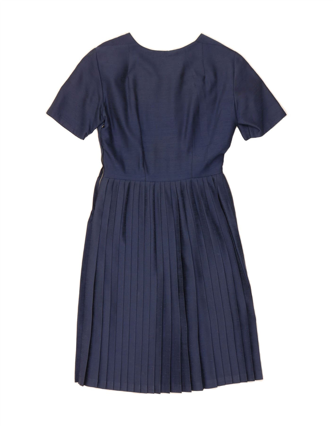 VINTAGE Womens Pleated A-Line Dress UK 12 Medium Navy Blue Vintage Vintage and Second-Hand Vintage from Messina Hembry 