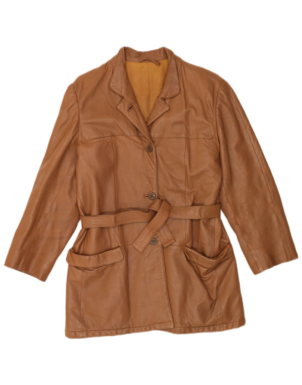 Giacca in pelle da donna vintage IT 44 in pelle marrone medio