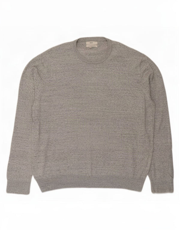 Marks & Spencer Mens Crew Neck Jumper Sweater 2XL Grey Flecked Cotton