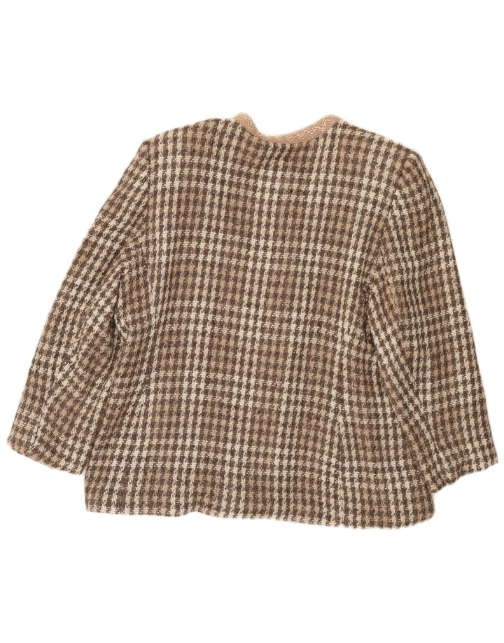 Giacca blazer vintage da donna a 4 bottoni IT 46 grande pied de poule marrone