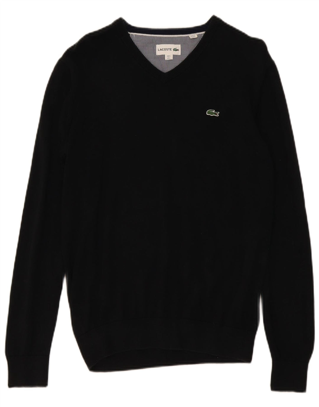 Maglione da uomo con scollo a V Lacoste taglia 5 grande in cotone nero