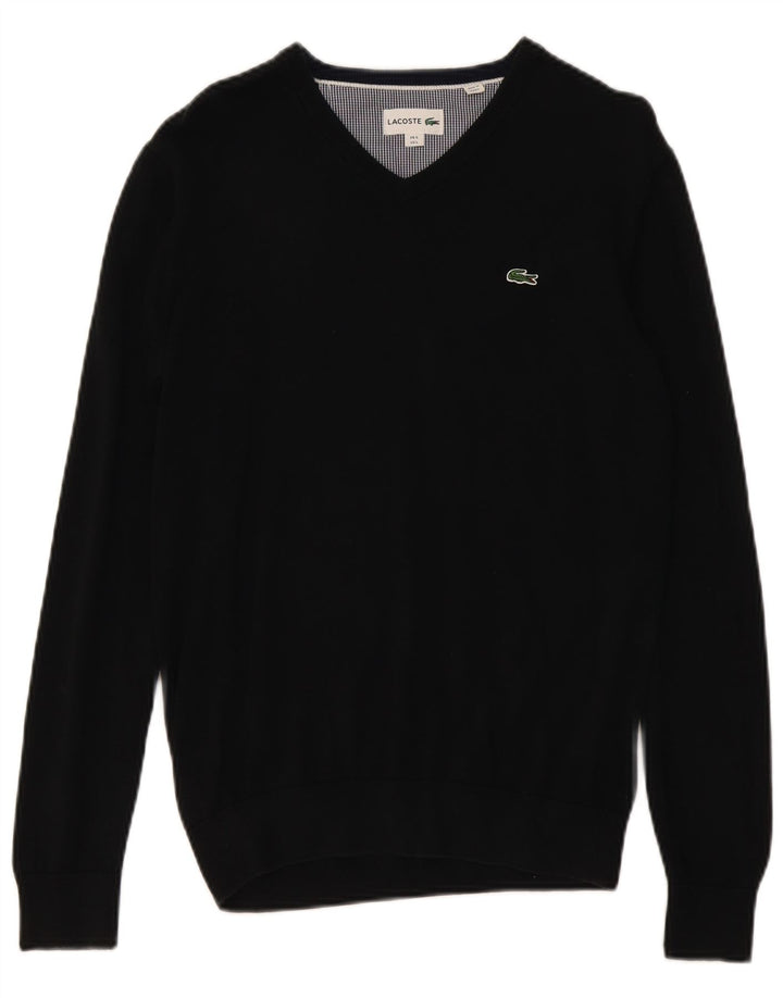 Maglione da uomo con scollo a V Lacoste taglia 5 grande in cotone nero