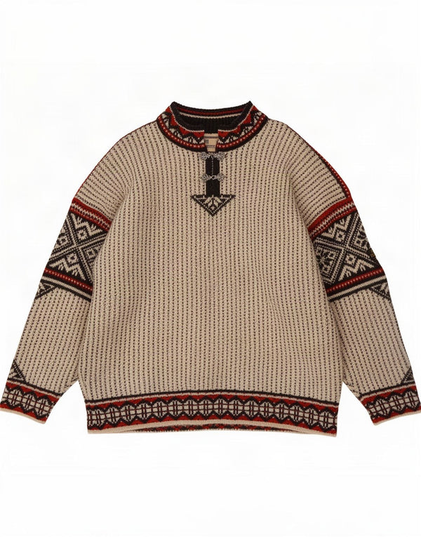 Maglione maglione collo alto da uomo Dale of Norvegia 2XL Beige geometrico