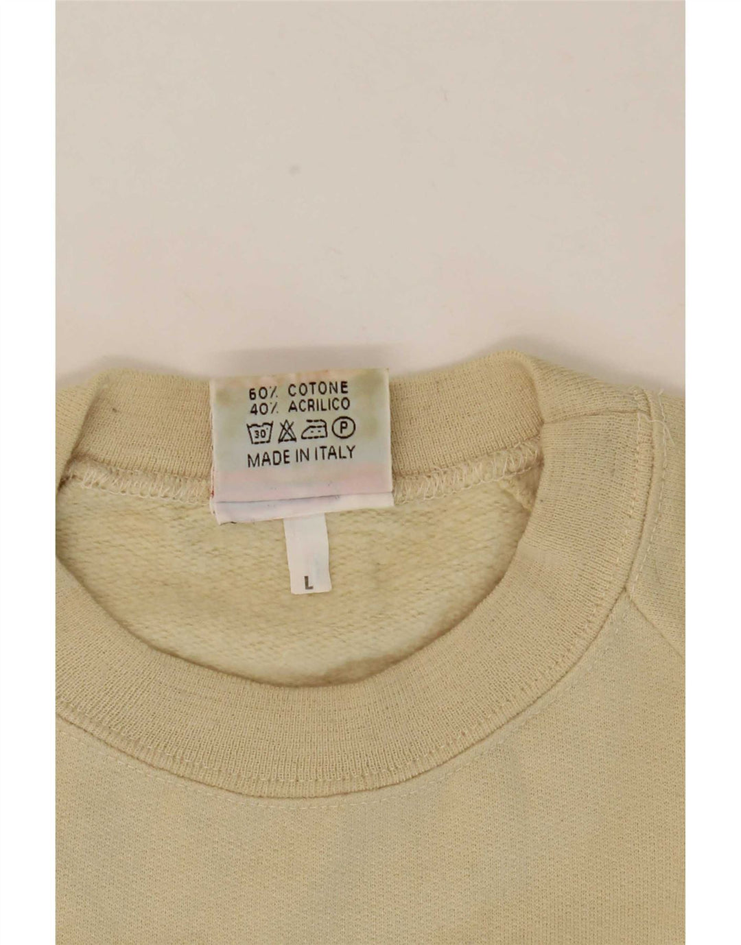 Felpa grafica da uomo Parmalat, maglione grande, cotone beige
