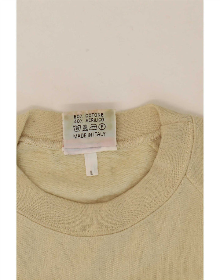 Felpa grafica da uomo Parmalat, maglione grande, cotone beige