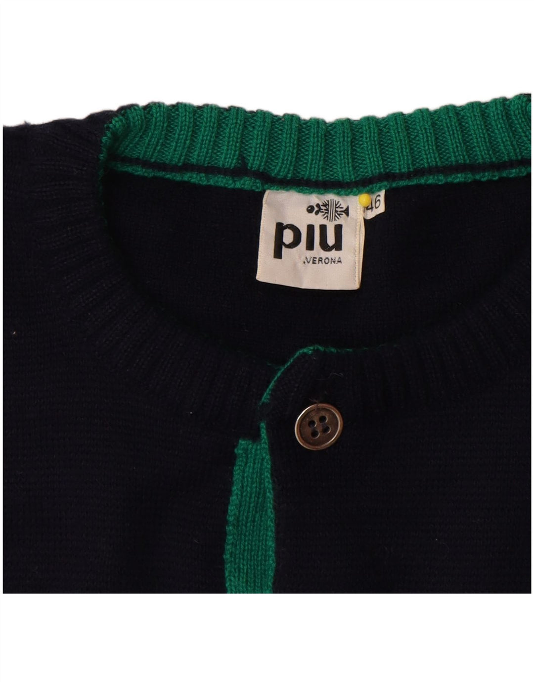 Maglione Maglione Girocollo Uomo Piu Verona IT 46 Small Blu Navy Lana