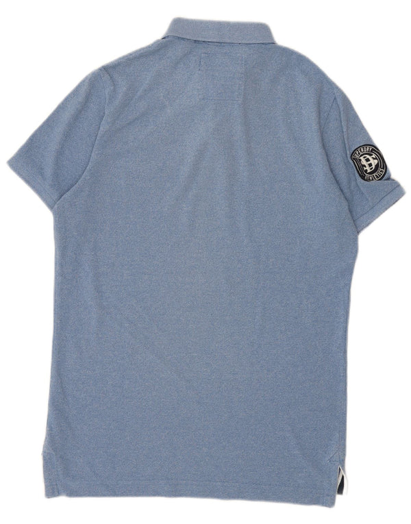 Superdry Mens Graphic Classic Fit Polo Shirt Large Blue Cotton