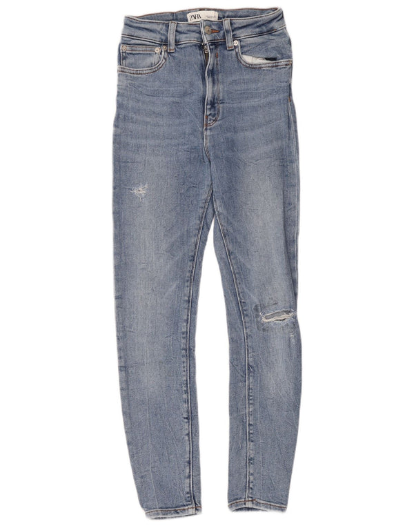 Jeans skinny effetto invecchiato da donna Zara EU 36 XS W26 L26 Blu