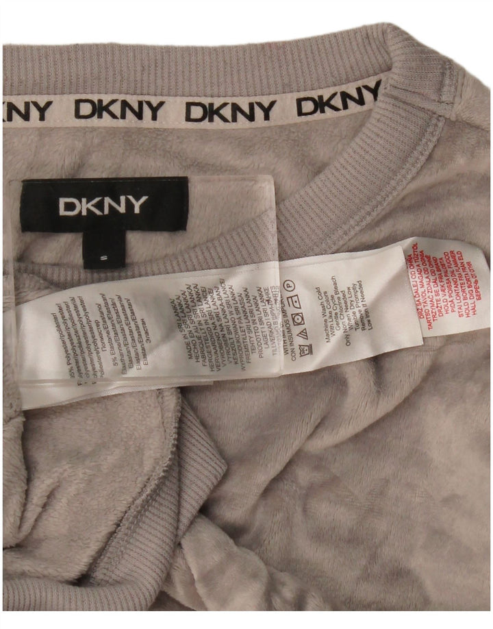 Felpa da donna in velluto grafico Dkny UK 10 piccolo poliestere grigio