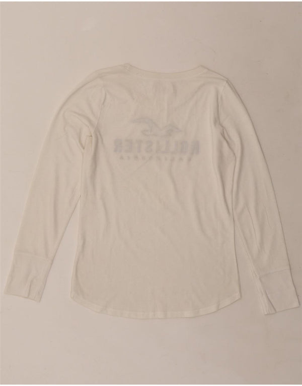 Top grafico da donna HOLLISTER manica lunga UK 14 medio bianco