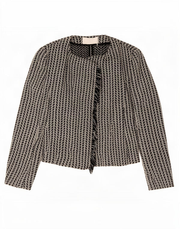 Giacca blazer aperta oversize da donna Hugo Boss UK 10 piccola nera geometrica