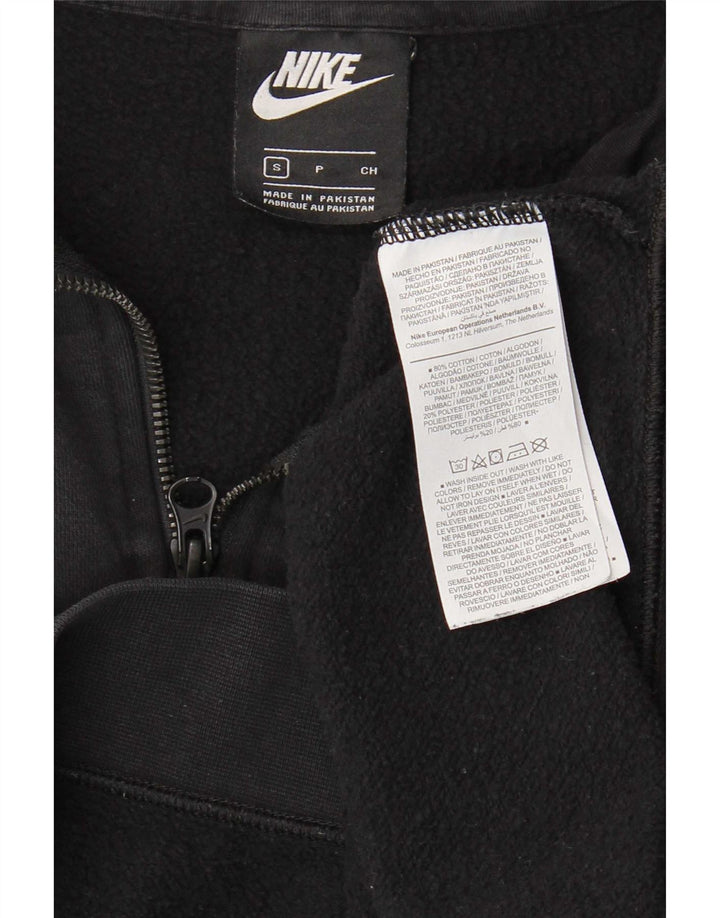Felpa da donna oversize con collo e zip Nike, maglione, UK 10, piccola, cotone nero