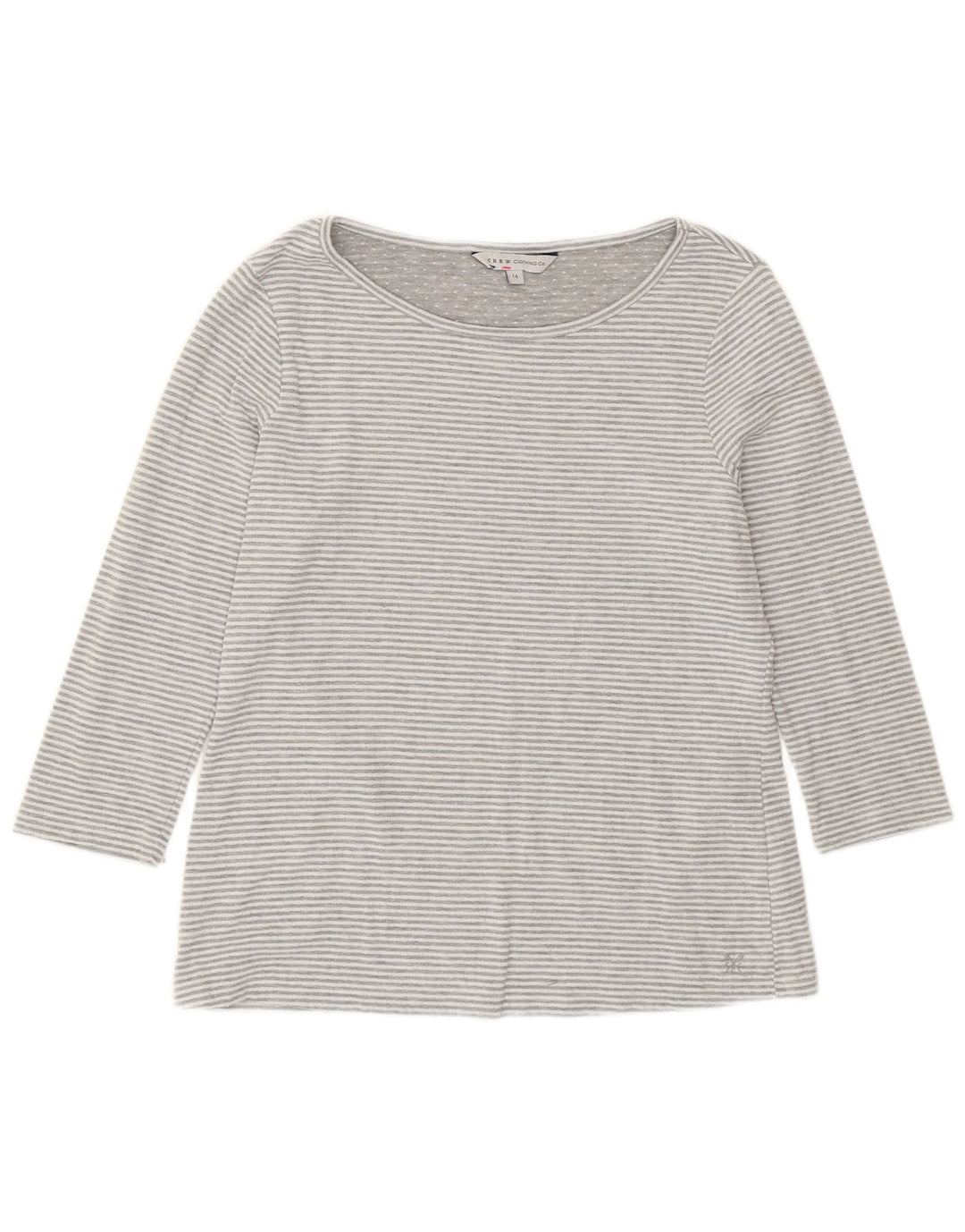 Crew Clothing Top da donna manica 3/4 UK 16 Poliestere a righe grandi grigie