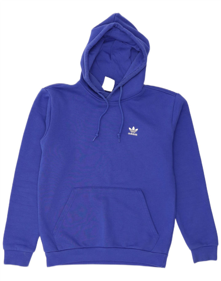 Felpa con cappuccio da uomo Adidas in cotone blu medio