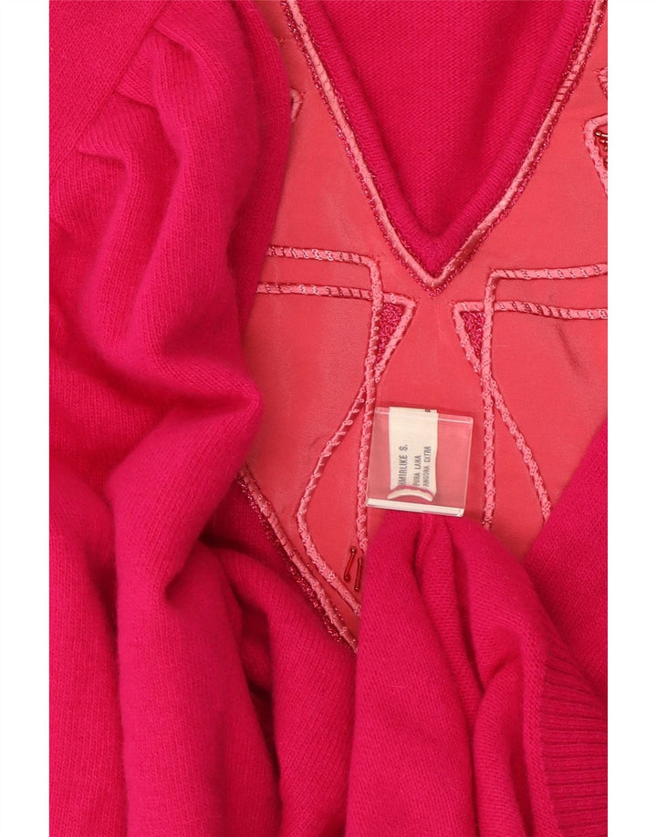 Maglione da donna VINTAGE con scollo a V IT 50 XL Lana rosa