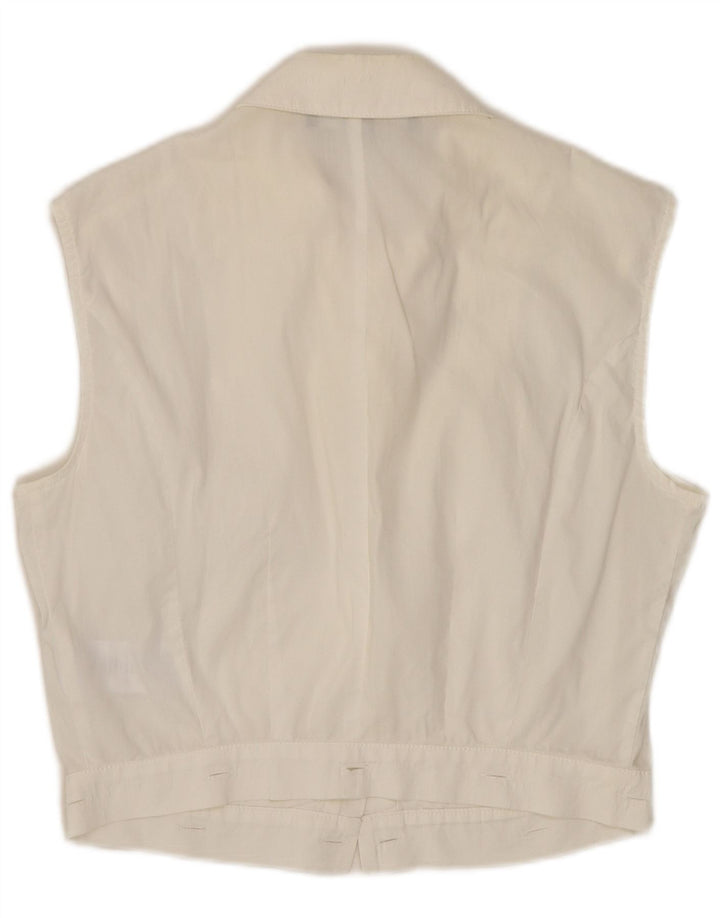 ELISABETTA FRANCHI Camicia Donna Senza Maniche IT 42 Medio Bianco