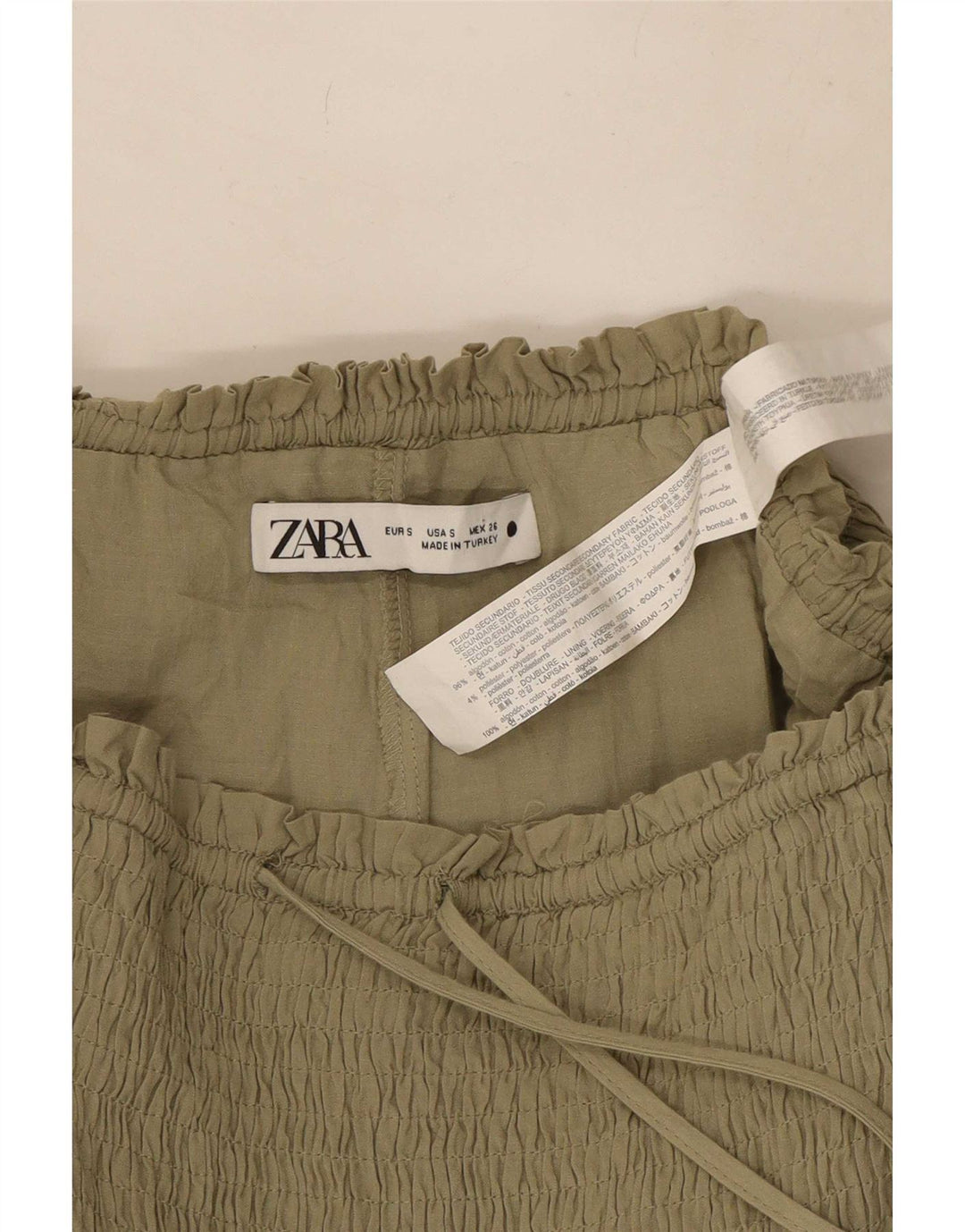 Gonna corta da donna Zara UK 8 piccola in cotone kaki