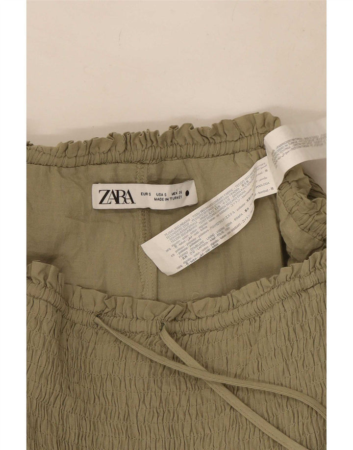 Gonna corta da donna Zara UK 8 piccola in cotone kaki