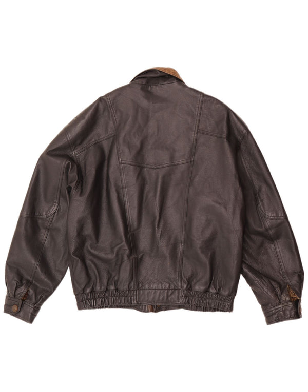 Giubbotto bomber in pelle da uomo C&A EU 48 medio nero