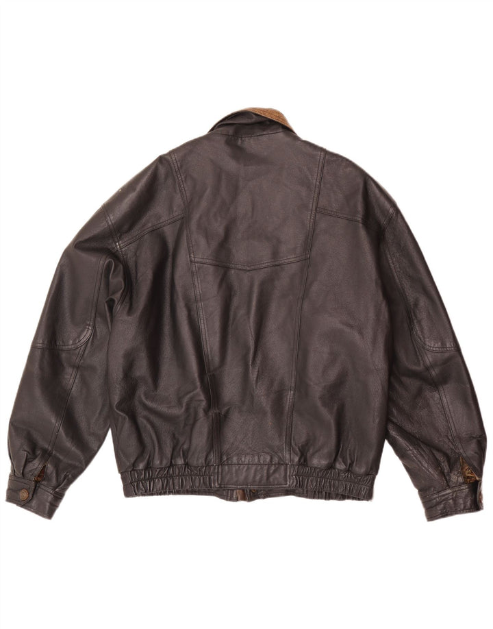 Giubbotto bomber in pelle da uomo C&A EU 48 medio nero