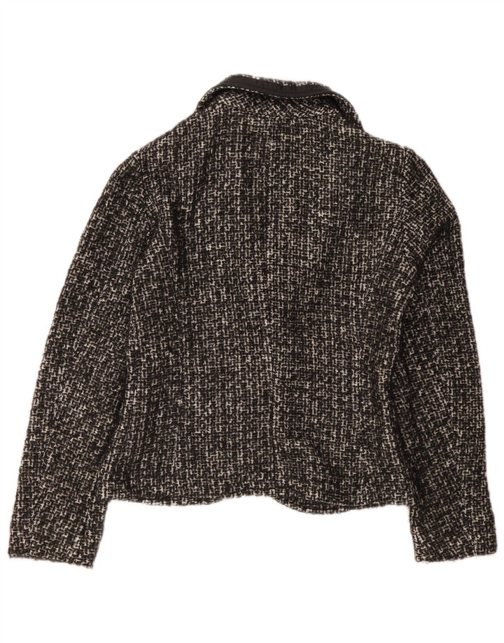 Giacca blazer a 2 bottoni da donna Max & Co. UK 10 piccola lana a quadri grigi