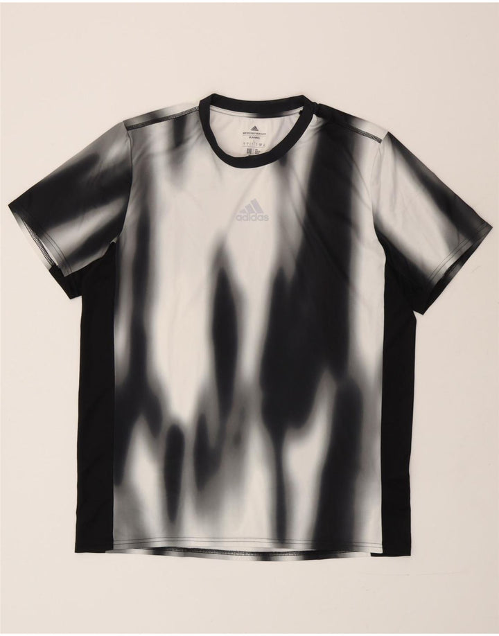T-shirt da uomo Adidas Top Large nera in poliestere tie-dye