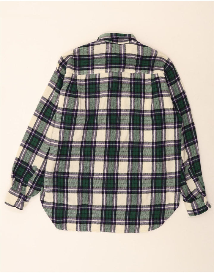 Camicia Benetton Da Uomo In Flanella XL Verde A Quadri In Lana
