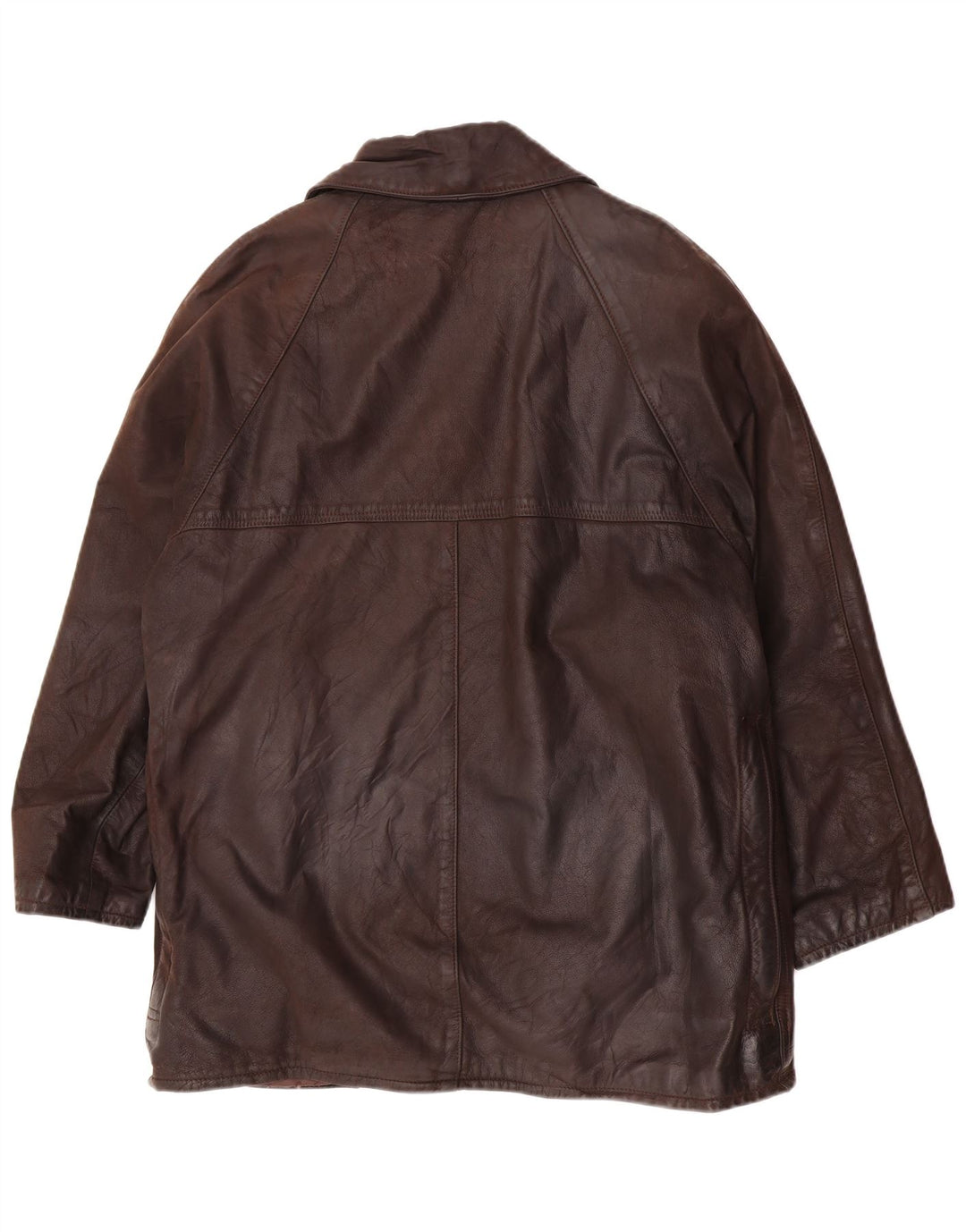 Giacca in pelle vintage da uomo vestibilità ampia UK 36 piccola marrone