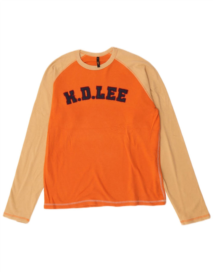 Lee Top grafico da uomo a maniche lunghe XL in cotone color block arancione