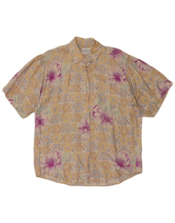 Camicia a maniche corte da donna BENETTON IT 44 Beige medio floreale