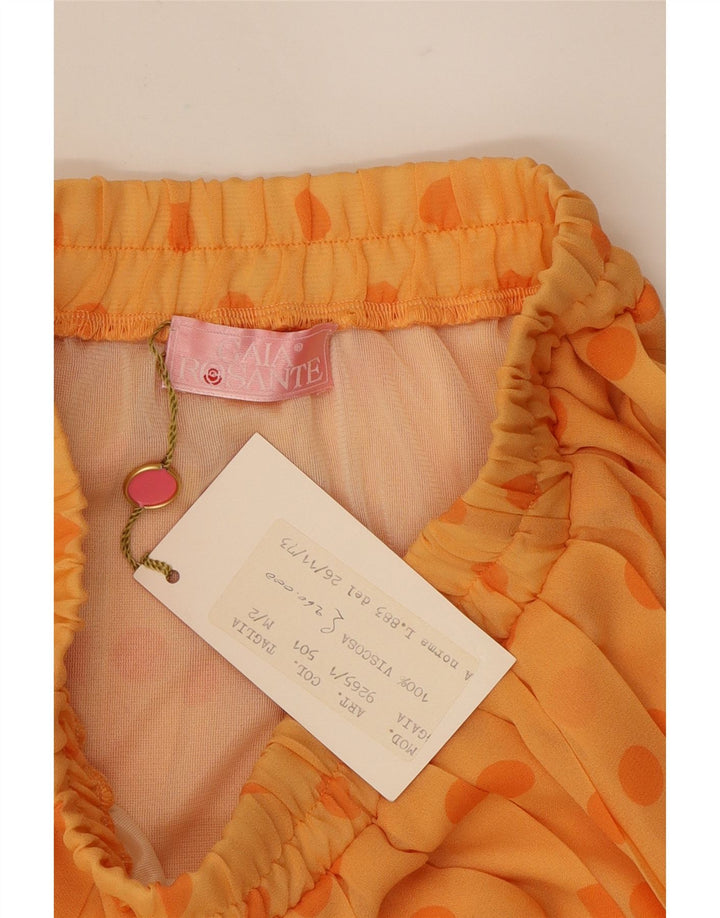 VINTAGE Womens Pleated Skirt Medium W28  Orange Polka Dot Viscose Vintage Vintage and Second-Hand Vintage from Messina Hembry 