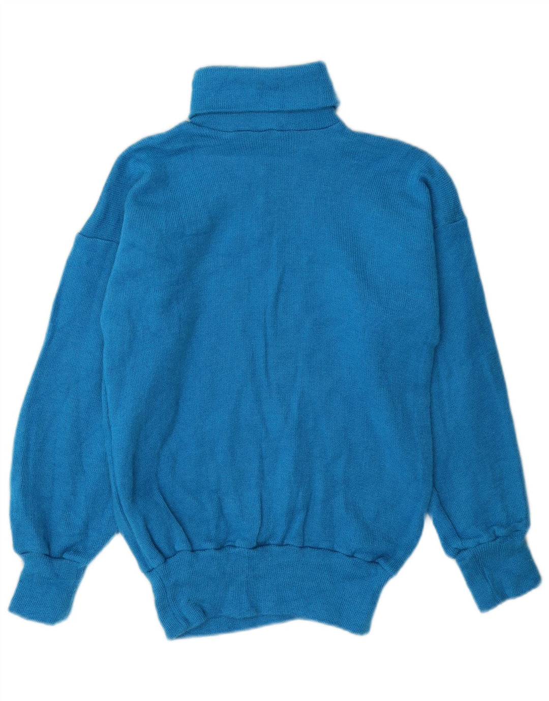 Maglione maglione vintage da donna con collo alto UK 14 Blu medio