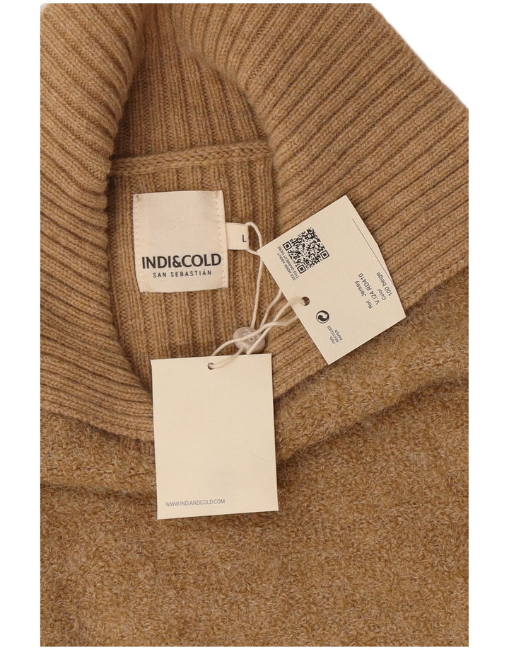 Maglione oversize da donna con collo a polo oversize Indi & Cold UK16 grande lana beige