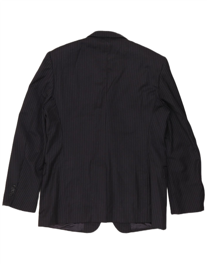 Giacca blazer da uomo a 3 bottoni Ferre IT 54 2XL Lana vergine gessata blu navy