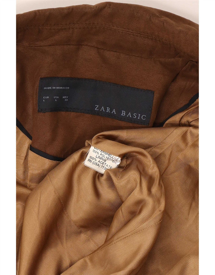 Giacca blazer a 1 bottone da donna Zara UK 14 grande poliestere marrone