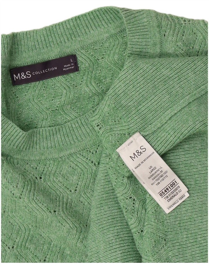 Maglione maglione girocollo da donna Marks & Spencer UK 16 grande poliestere verde