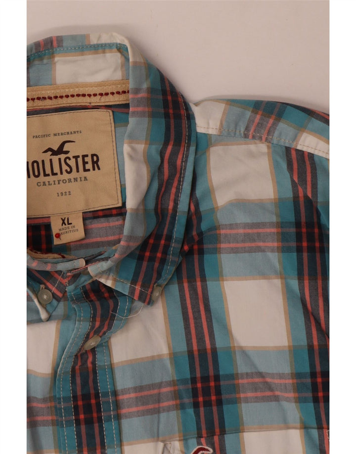 Camicia Hollister da uomo XL in cotone a quadri blu