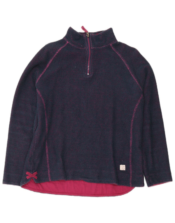 Felpa da donna con collo con zip Weird Fish, maglione, UK 14, grande, cotone blu navy
