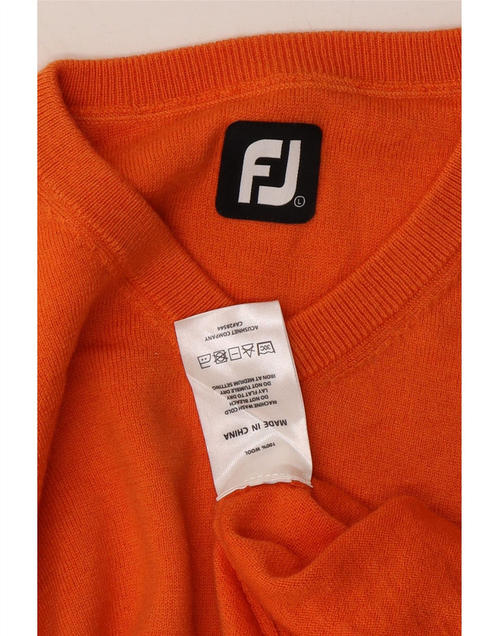 VINTAGE Mens V-Neck Jumper Sweater Large Orange Wool Vintage Vintage and Second-Hand Vintage from Messina Hembry 
