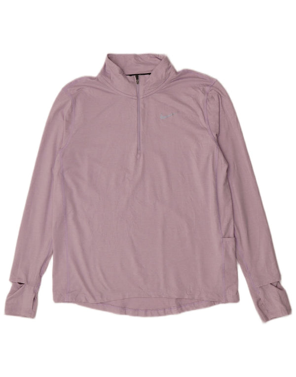 Nike Top da corsa da donna con zip e collo a maniche lunghe UK 14 Medium Purple Sports