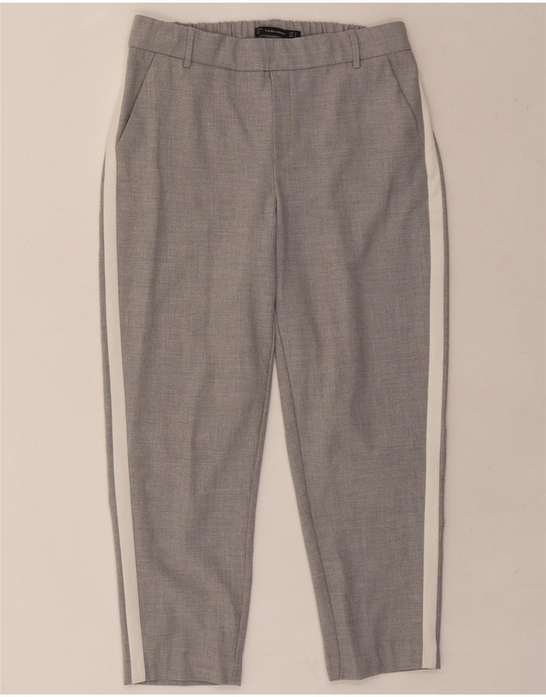ZARA Womens Tapered Cropped Trousers Medium W28 L24 Grey Colourblock Vintage Zara and Second-Hand Zara from Messina Hembry 