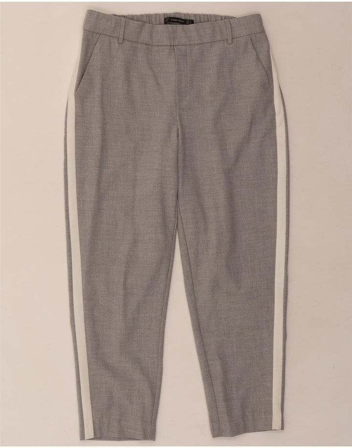 ZARA Womens Tapered Cropped Trousers Medium W28 L24 Grey Colourblock Vintage Zara and Second-Hand Zara from Messina Hembry 