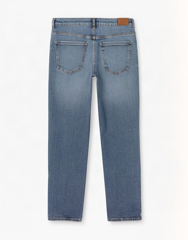 Jeans dritti effetto invecchiato da donna Zara EU 44 XL W34 L28 cotone blu