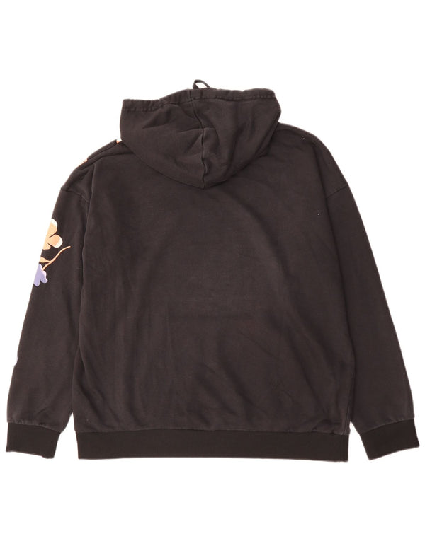 Maglione con cappuccio oversize da donna Adidas UK 16/18 Grande cotone floreale nero