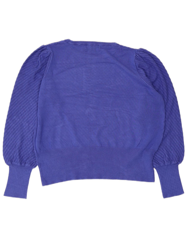 Maglione maglione girocollo corto da donna Marks & Spencer UK 20 2XL viscosa blu